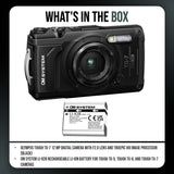 Olympus Tough TG-7 12MP Digital Camera with F2.0 Lens (Black) with Rechargeable Battery Bundle