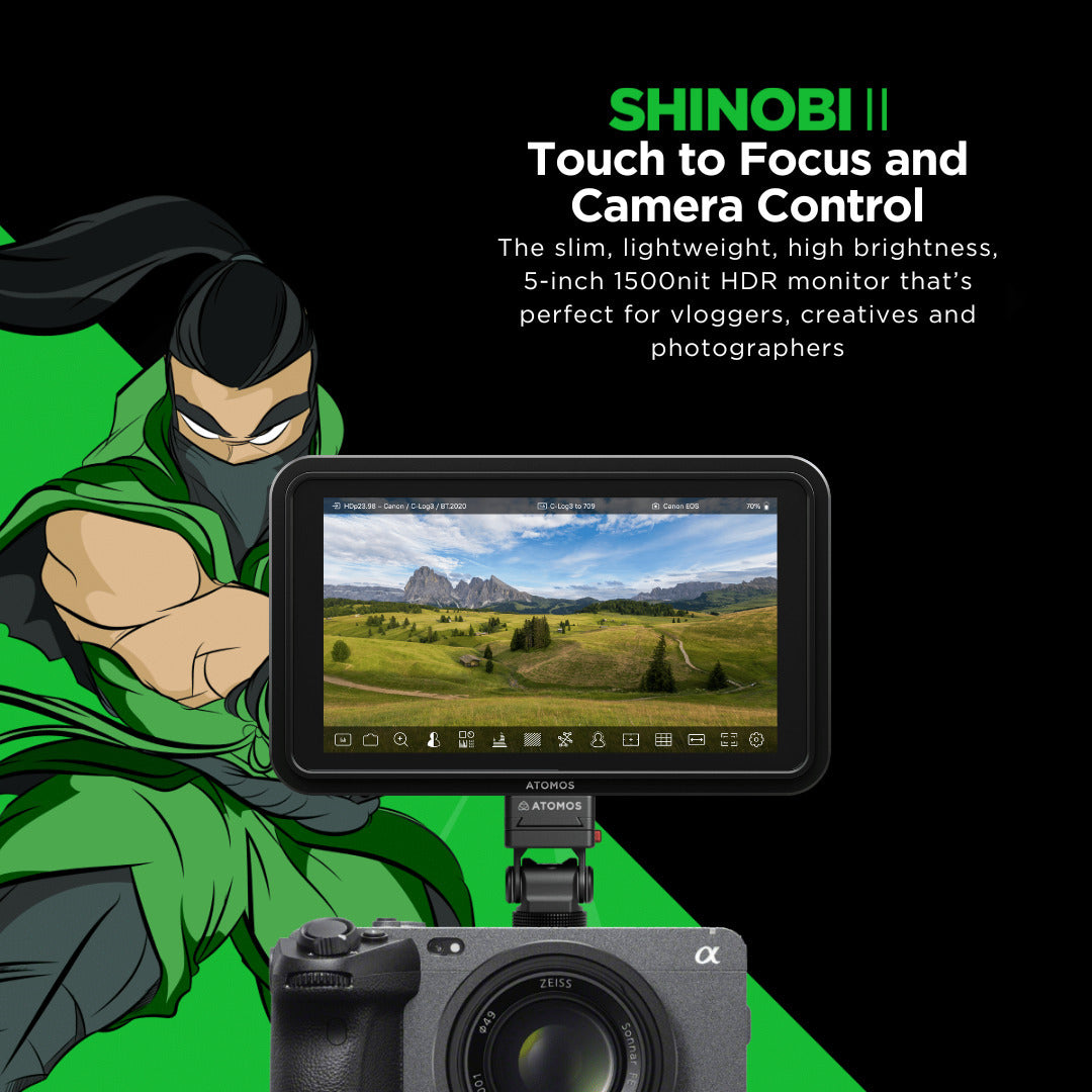 Atomos Shinobi II 5-Inch HDMI 4K Monitor with Mount, Sunhood, and Locking Adapter Bundle