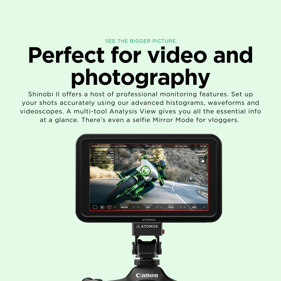 Atomos Shinobi II 5-Inch HDMI 4K Monitor with Mount, Sunhood, and Locking Adapter Bundle