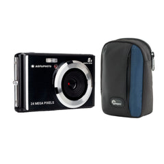 Agfa Photo DC5500 Compact Digital Camera (Black) with Camera Case (Black and Galaxy Blue) Bundle
