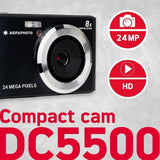 Agfa Photo DC5500 Compact Digital Camera (Black) with Camera Case (Black and Galaxy Blue) Bundle