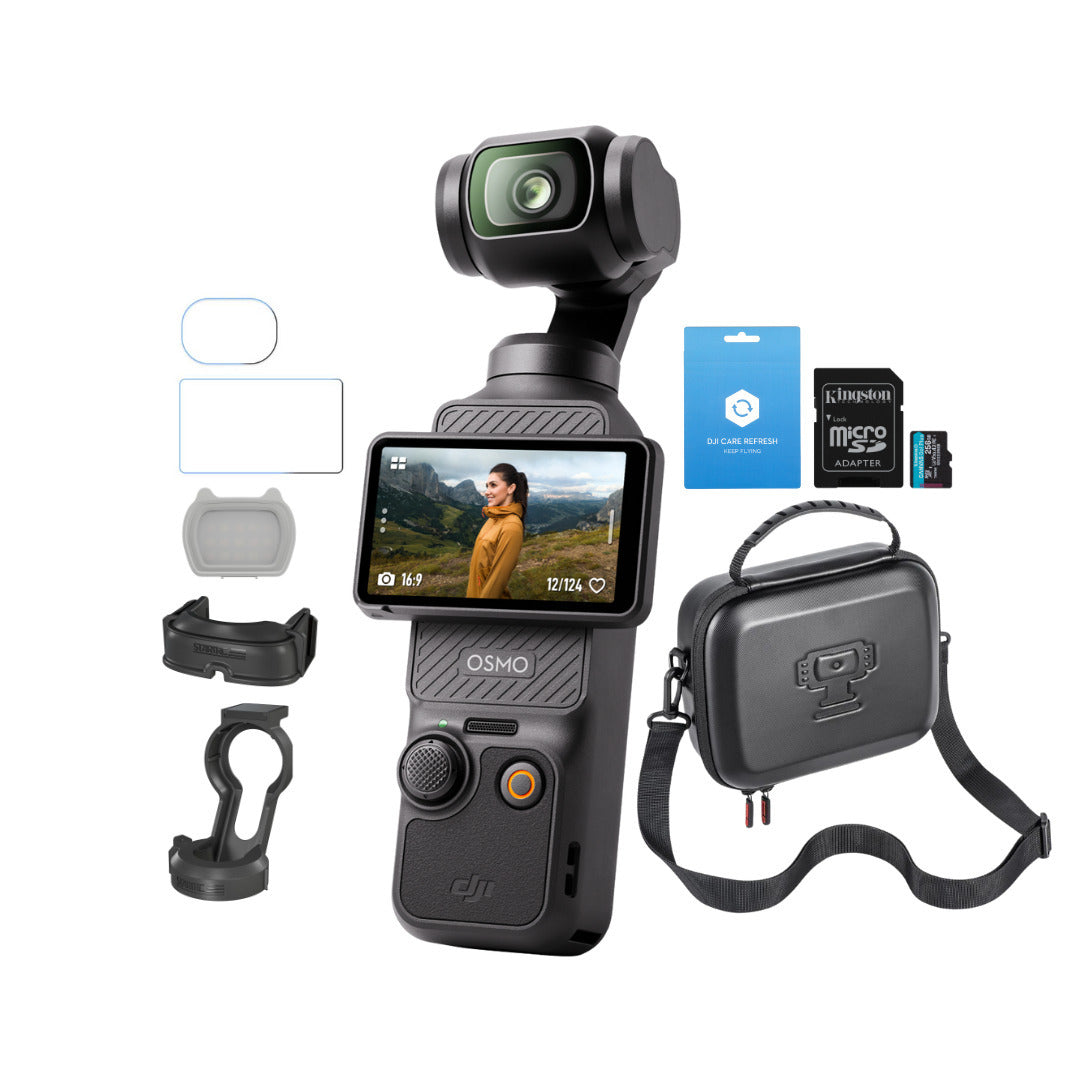 DJI Osmo Pocket 3 Action Camera with DJI Care Refresh 2-Year Plan, and 256GB Memory Card Bundle