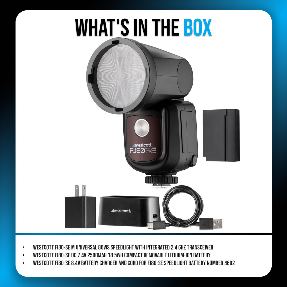 Westcott FJ80-SE M Multi-Brand 80Ws Speedlight with 2500mAh Li-Ion Battery and Battery Charger