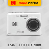 Kodak PIXPRO FZ45 Friendly Zoom Digital Camera (White) and Folding Storage Travel Case Bundle