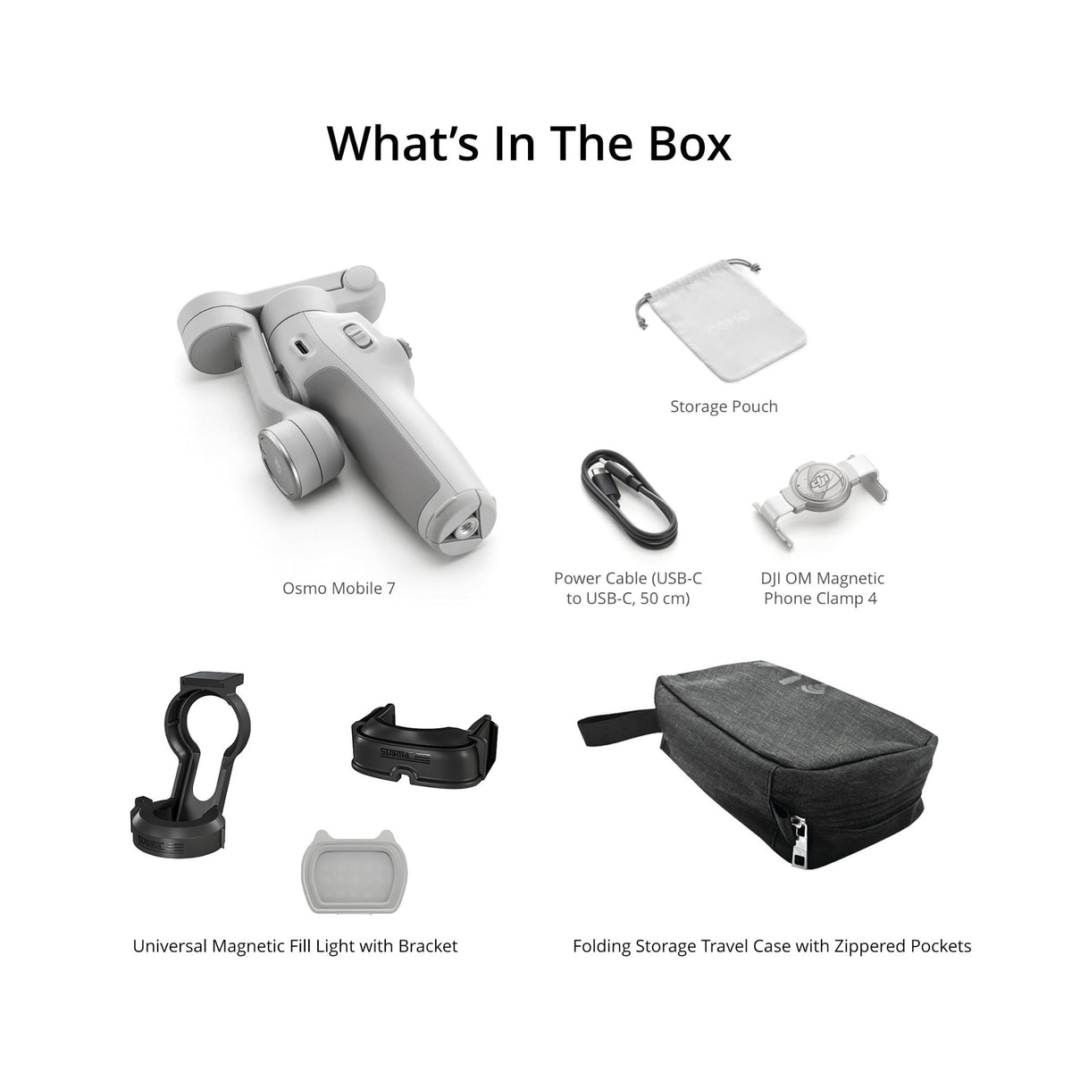 DJI Osmo Mobile 7 Gimbal with Multifunction Magnetic Fill-in light and Travel Case