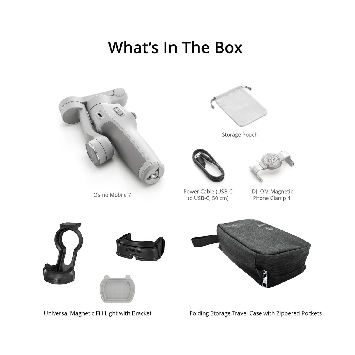 DJI Osmo Mobile 7 Gimbal with Multifunction Magnetic Fill-in light and Travel Case