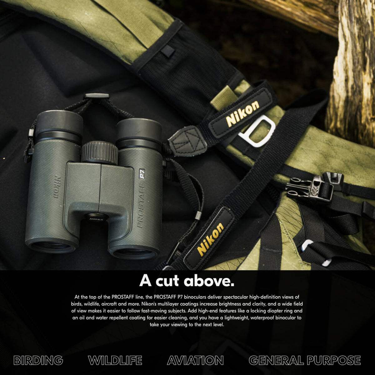 Nikon Prostaff P7 8X42 Binoculars and DSLR and Mirrorless Camera Shoulder Bag (Black) Bundle