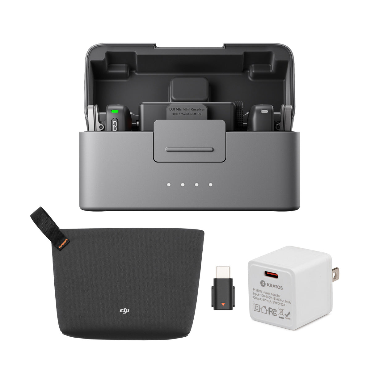 DJI Mic Mini (2 TX + 1 RX + Charging Case) with Wireless Mic Accessory Bundle