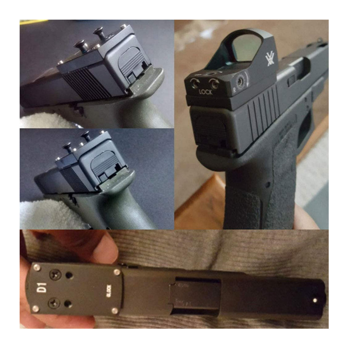 Ade Advanced Optics D1 Red Dot Mounting Plate for Glock with Aircraft Grade Aluminum Body (Black)
