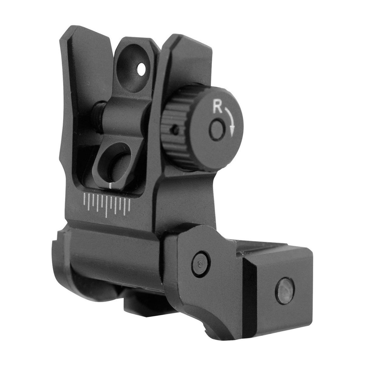 UTG Super Slim Aluminum-Steel Rear Sight with Manual Flip-Up and Tool-Free Aperture (Black)