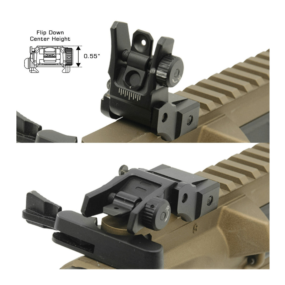 UTG Super Slim Aluminum-Steel Rear Sight with Manual Flip-Up and Tool-Free Aperture (Black)