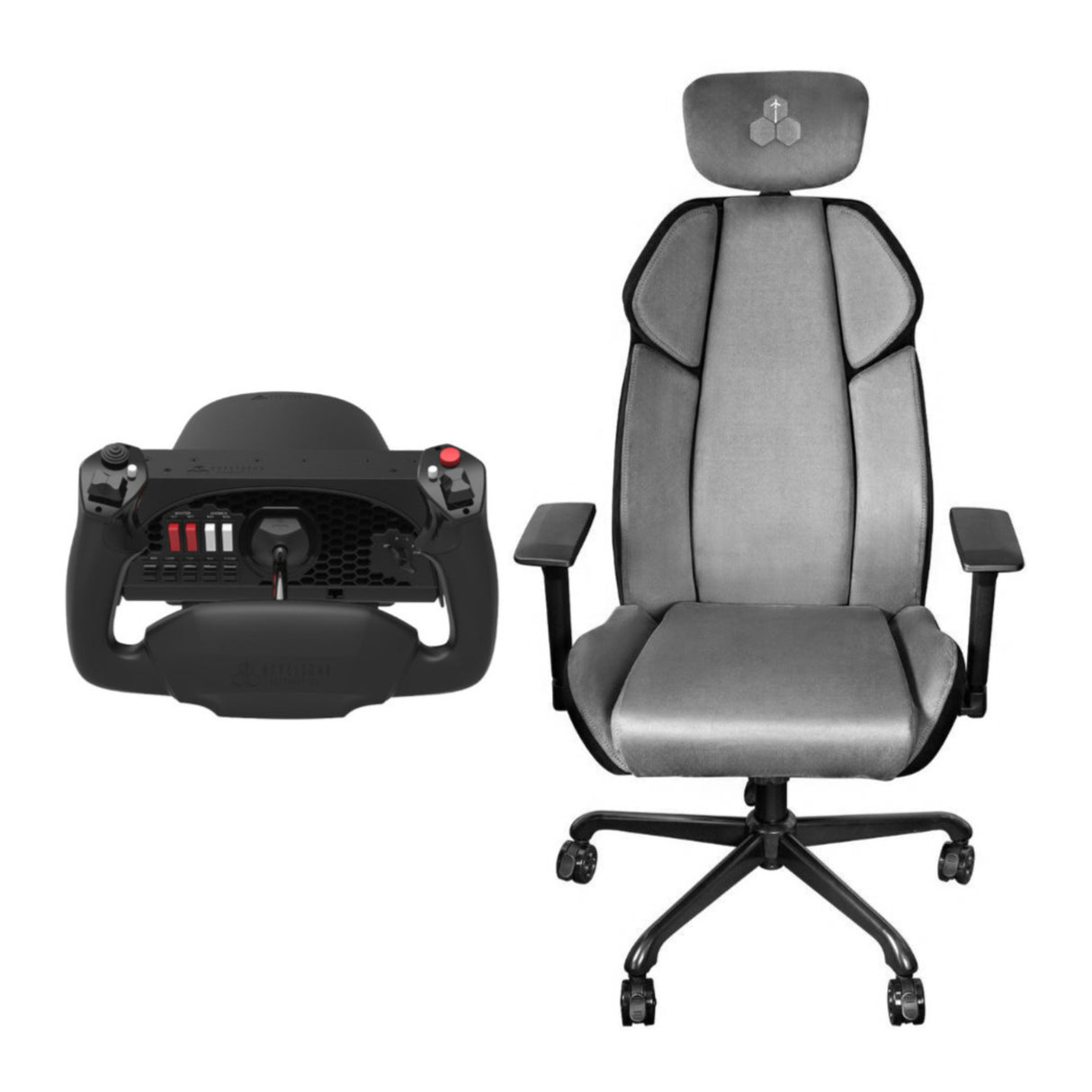 Honeycomb Aeronautical Alpha Flight Controls Yoke and Switch Panel Bundle with Flight Sim Chair