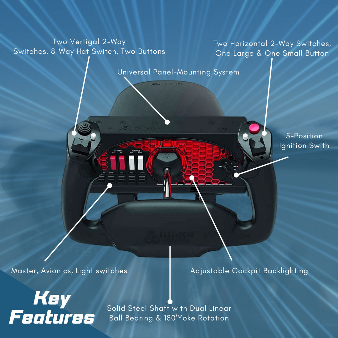 Honeycomb Aeronautical Alpha Flight Controls Yoke and Switch Panel Bundle with Flight Sim Chair