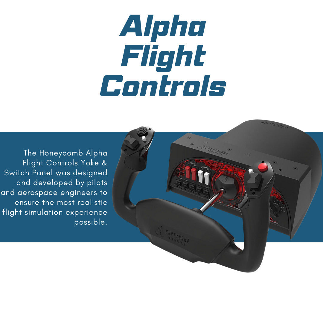 Honeycomb Aeronautical Alpha Flight Controls Yoke and Switch Panel Bundle with Flight Sim Chair