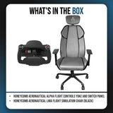 Honeycomb Aeronautical Alpha Flight Controls Yoke and Switch Panel Bundle with Flight Sim Chair