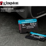 Kingston 128GB MicroSDXC Canvas Go Plus Memory Card (5-Pack) with High-Speed Card Reader Bundle