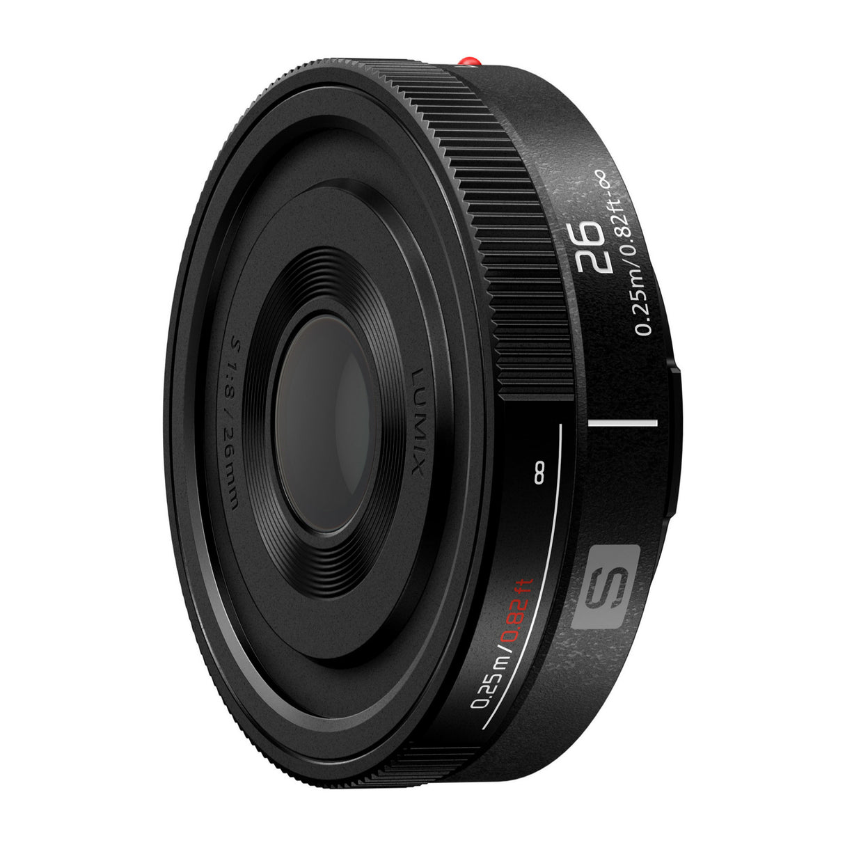 Panasonic S-R26 Lumix S 26mm F8 Lens with Manual Focus and Lightweight Body (Black, Refurbished)