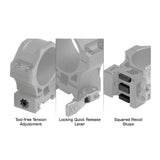 UTG ACCU-SYNC 34mm Picatinny Scope Rings with Locking Quick Release Lever (Black, Medium Profile)