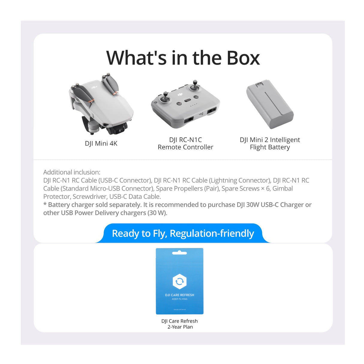 DJI Mini 4K Drone with 4K UHD Camera for Adults with  DJI Care Refresh 2-Year Plan Bundle