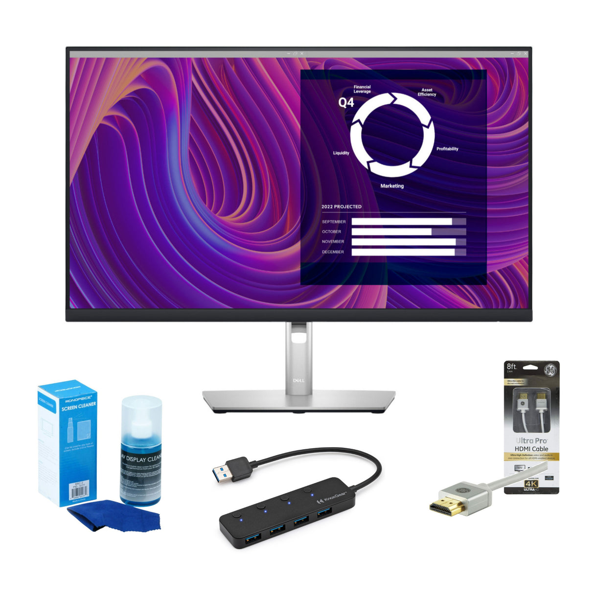 Dell P2723D 27 Inch QHD 1440p LED Backlit Black LCD Monitor Bundle