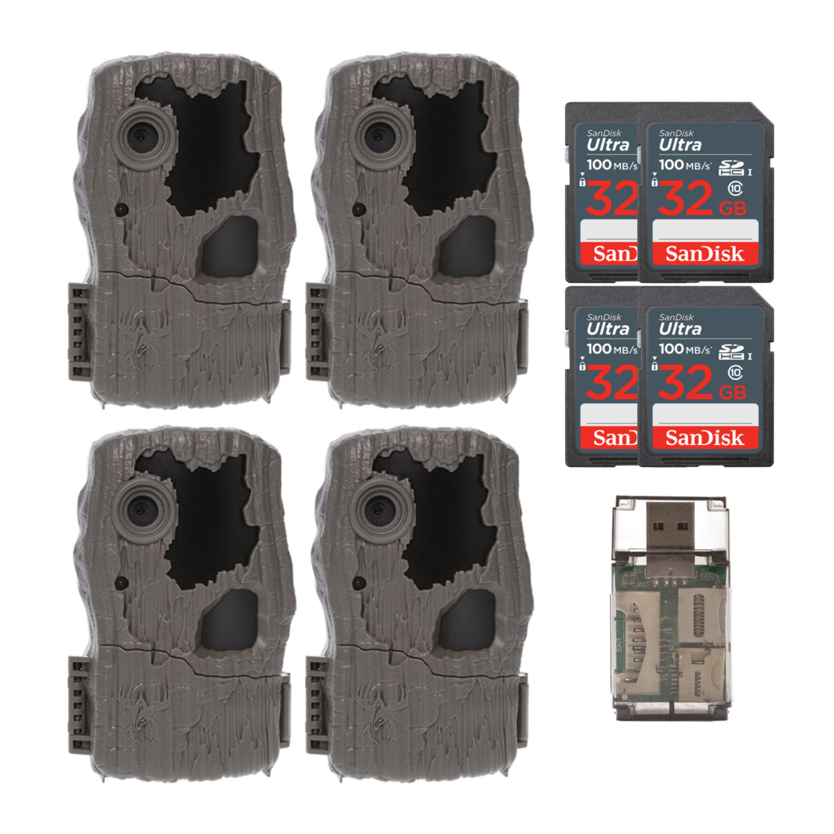 Wildgame Innovations Spark 2.0 Combo Lightsout 18MP Trail Camera with 70-Feet Range (4-Pack) Bundle