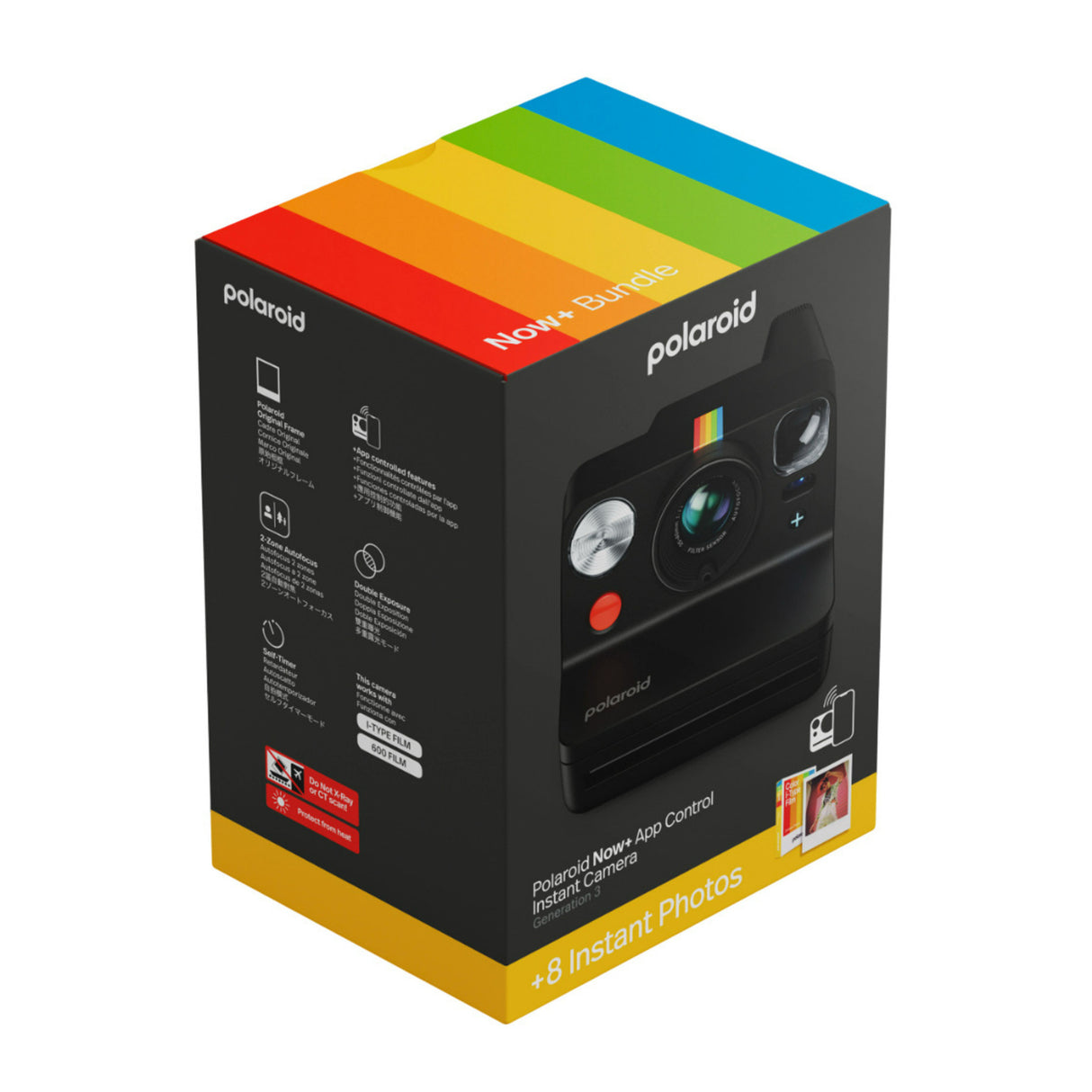 Polaroid Now Plus Generation 3 Instant Camera with Color Film Bundle (Black, 8 Photos)