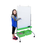 Luxor MB3040WBIN Classroom Chart Stand with Storage Bins, Adjustable Height, and Magnetic Design