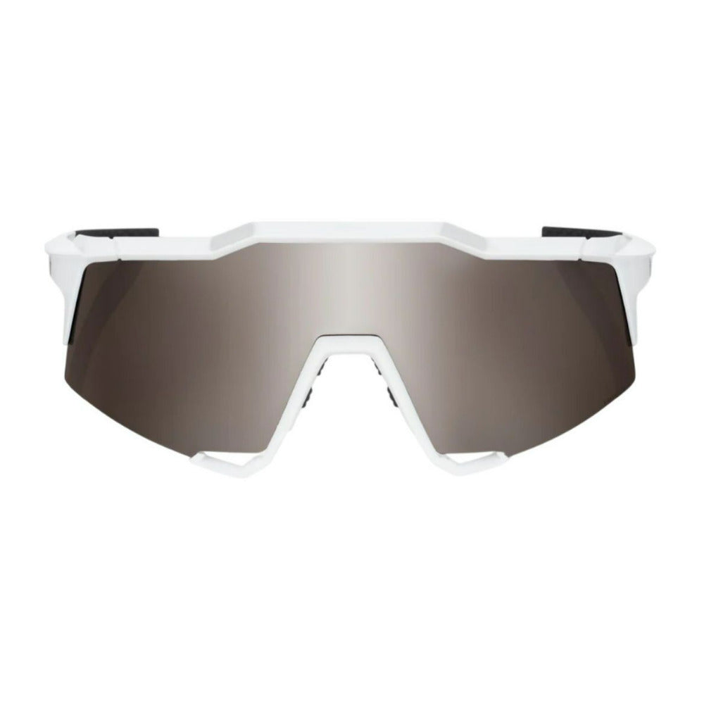 100% Speedcraft Sunglasses Matte White HiPER Silver Lens