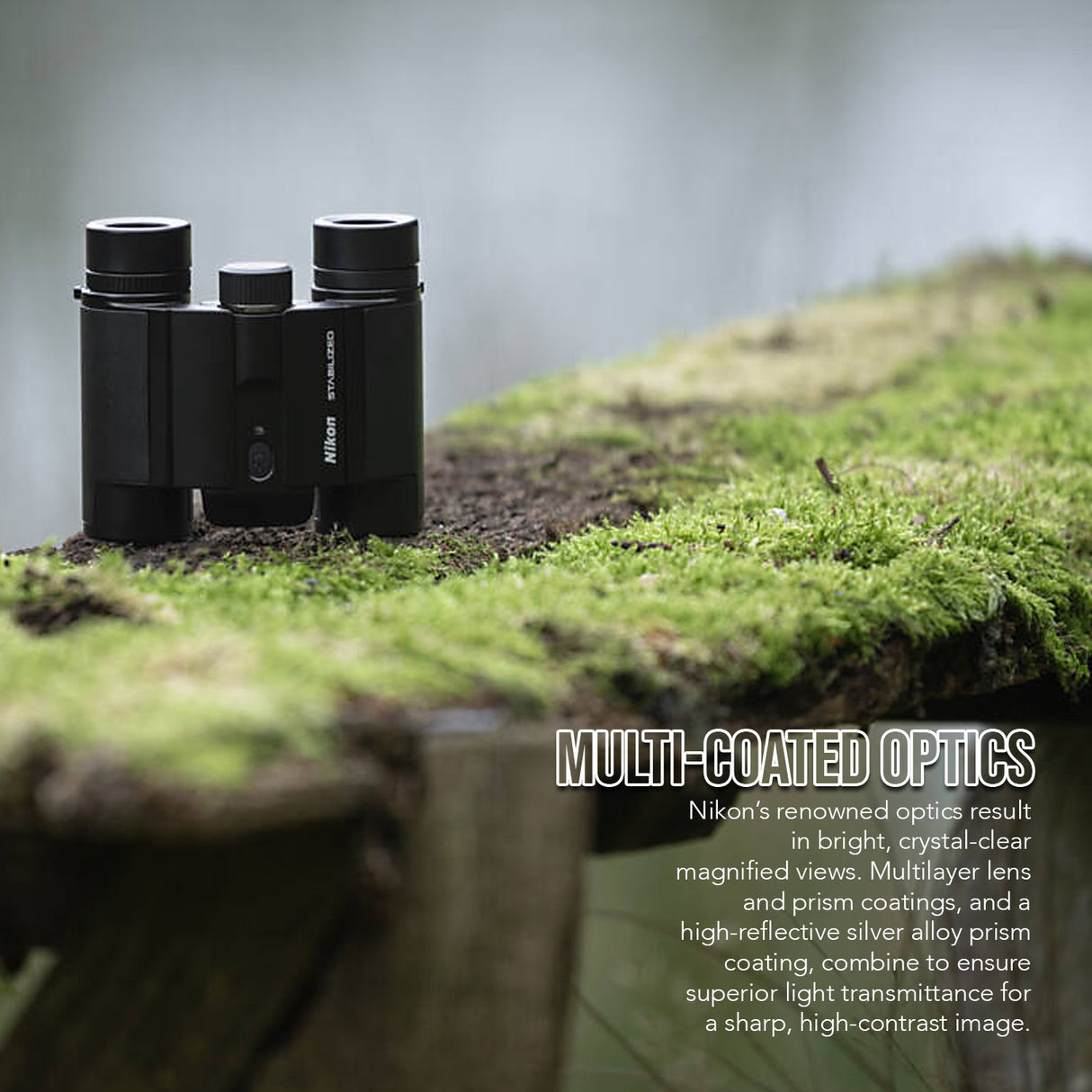 Nikon 10x25 S Dual-Hinge Design Stabilized Binoculars with Multilayer Lens Coatings (Black) Bundle