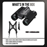 Nikon 10x25 S Dual-Hinge Design Stabilized Binoculars with Multilayer Lens Coatings (Black) Bundle