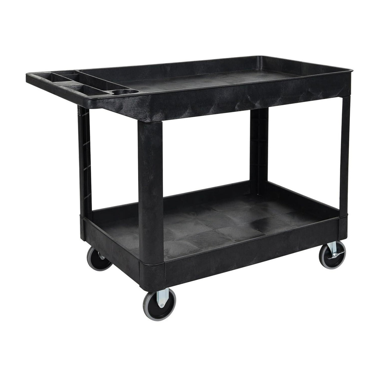 Luxor XLC11-B Two-Shelf Heavy Duty Utility Cart with Thermoplastic Resin Body (Black)