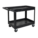 Luxor XLC11-B Two-Shelf Heavy Duty Utility Cart with Thermoplastic Resin Body (Black)
