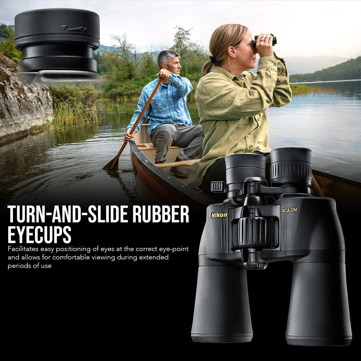 Nikon 10x50 ACULON A211 Binoculars with 10-Power Multicoated Lenses (Black) with Harness Bundle