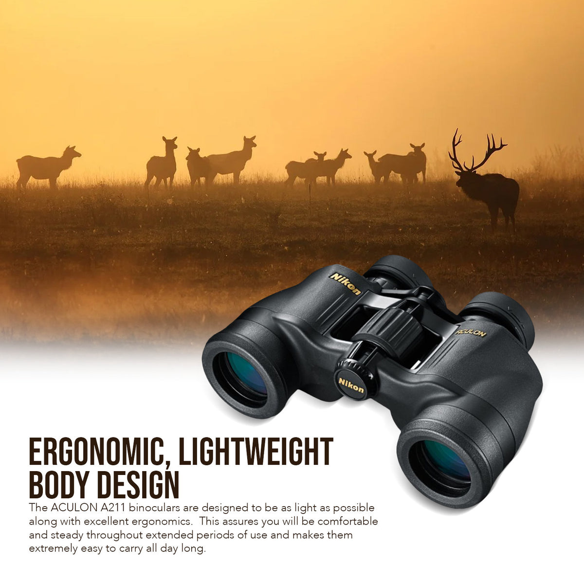 Nikon Aculon 7x35 A211 Central Focus Binocular with Aspherical Multi-Coated Eco-Glass Lenses Bundle