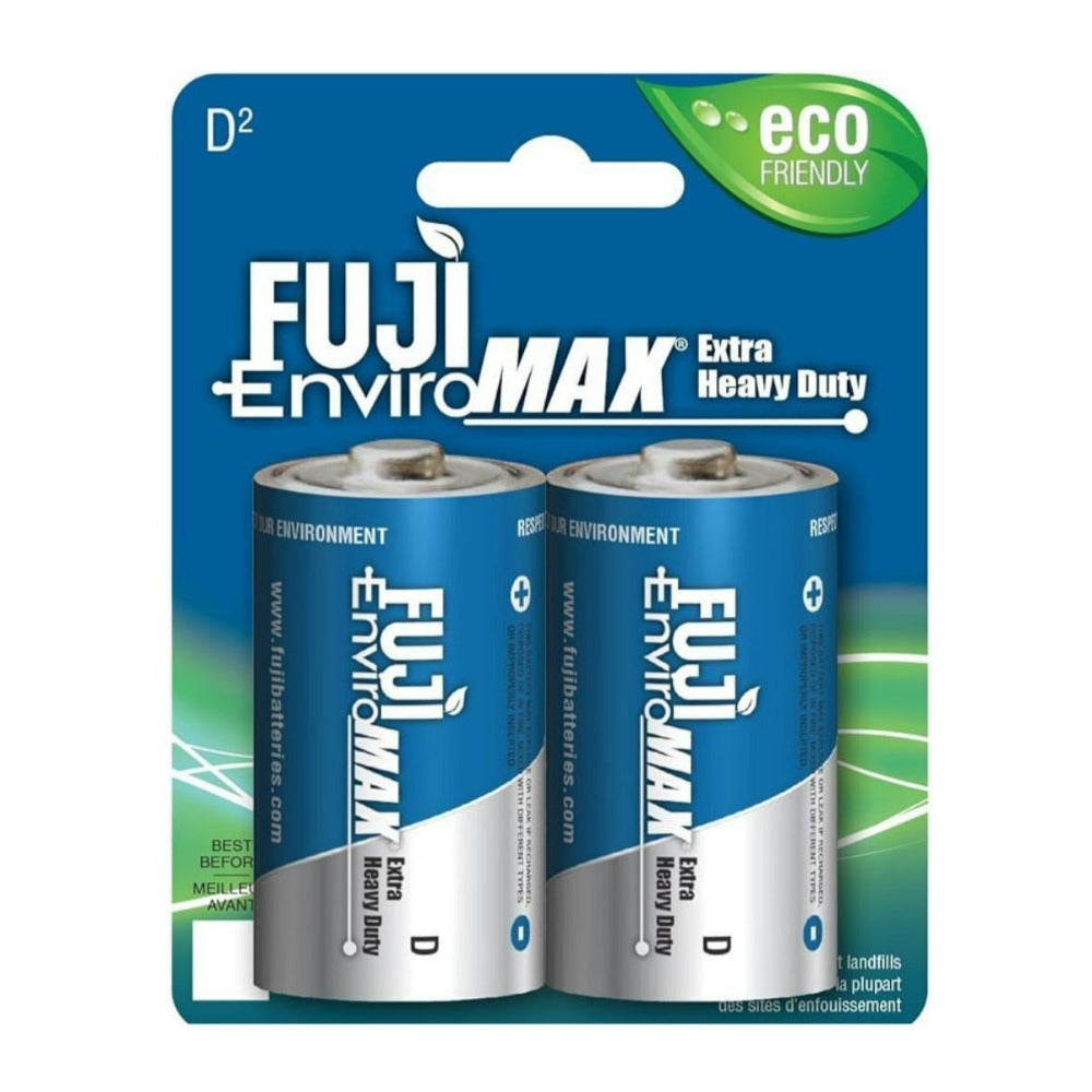 Fuji EnviroMAX D Extra Heavy-Duty Eco-Friendly 1.5V Battery for Clocks and Remotes (2-Pack)