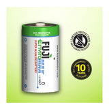 Fuji EnviroMAX D Super 1.5V 4100mAh Alkaline Battery for Clocks, Radios, and Smoke Detector (2-Pack)