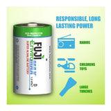 Fuji EnviroMAX D Super 1.5V 4100mAh Alkaline Battery for Clocks, Radios, and Smoke Detector (2-Pack)