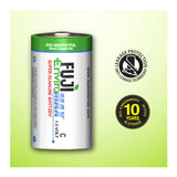 Fuji EnviroMAX C Super 1.5V 4200mAh Alkaline Battery for Clocks, Radios, and Smoke Detector (2-Pack)