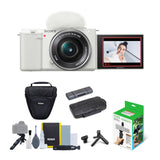 Sony Alpha ZV-E10 APS-C Mirrorless Vlog Camera with 16-50mm Lens (White) and Accessory Kit II Bundle