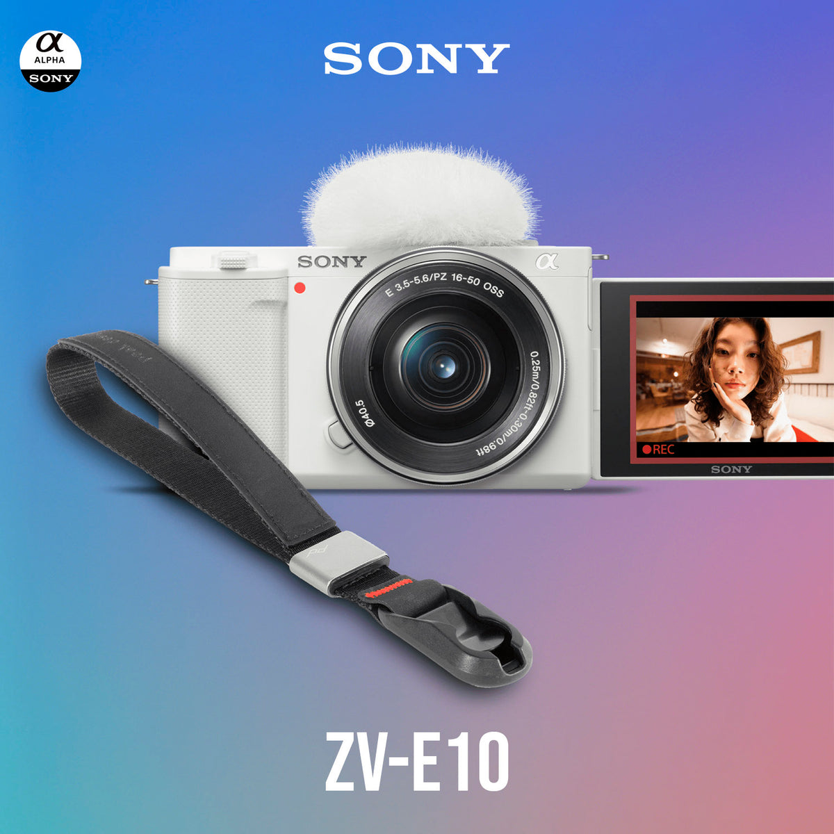 Sony Alpha ZV-E10 APS-C Vlog Camera with 16-50mm Lens (White) and Vlogger Accessory Kit Bundle