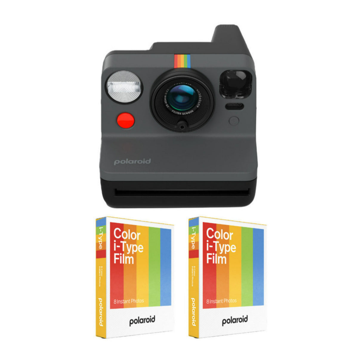 Polaroid Now Generation 3 Analog Instant Camera (Black) with Strap and Film Bundle (16 Photos)