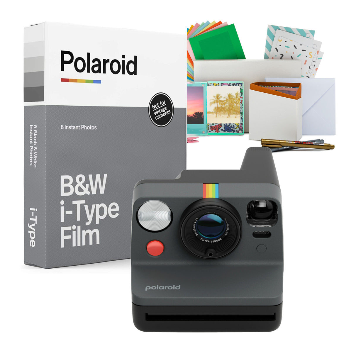 Polaroid Now Plus Generation 3 Instant Camera with Built-In Tripod Mount and Film Kit (Black) Bundle