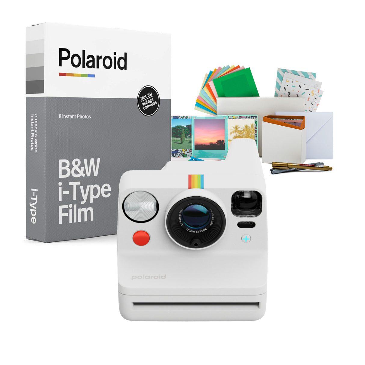 Polaroid Now Plus Generation 3 Instant Camera with Two-Lens AF System (White) and Film Kit Bundle