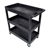 Luxor EC111-B 32 x 18-Inch Three-Shelf Polyethylene Plastic Utility Cart with Handle (Black)