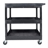 Luxor EC111-B 32 x 18-Inch Three-Shelf Polyethylene Plastic Utility Cart with Handle (Black)