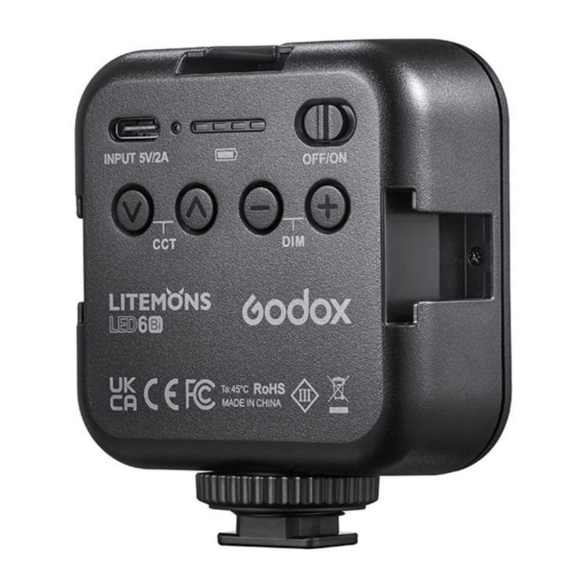 Godox LED6Bi Litemons Bi-Color Type-C Port LED Light with 3 Cold Shoe Mounts (Black)