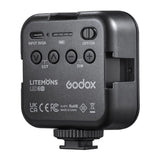 Godox LED6Bi Litemons Bi-Color Type-C Port LED Light with 3 Cold Shoe Mounts (Black)