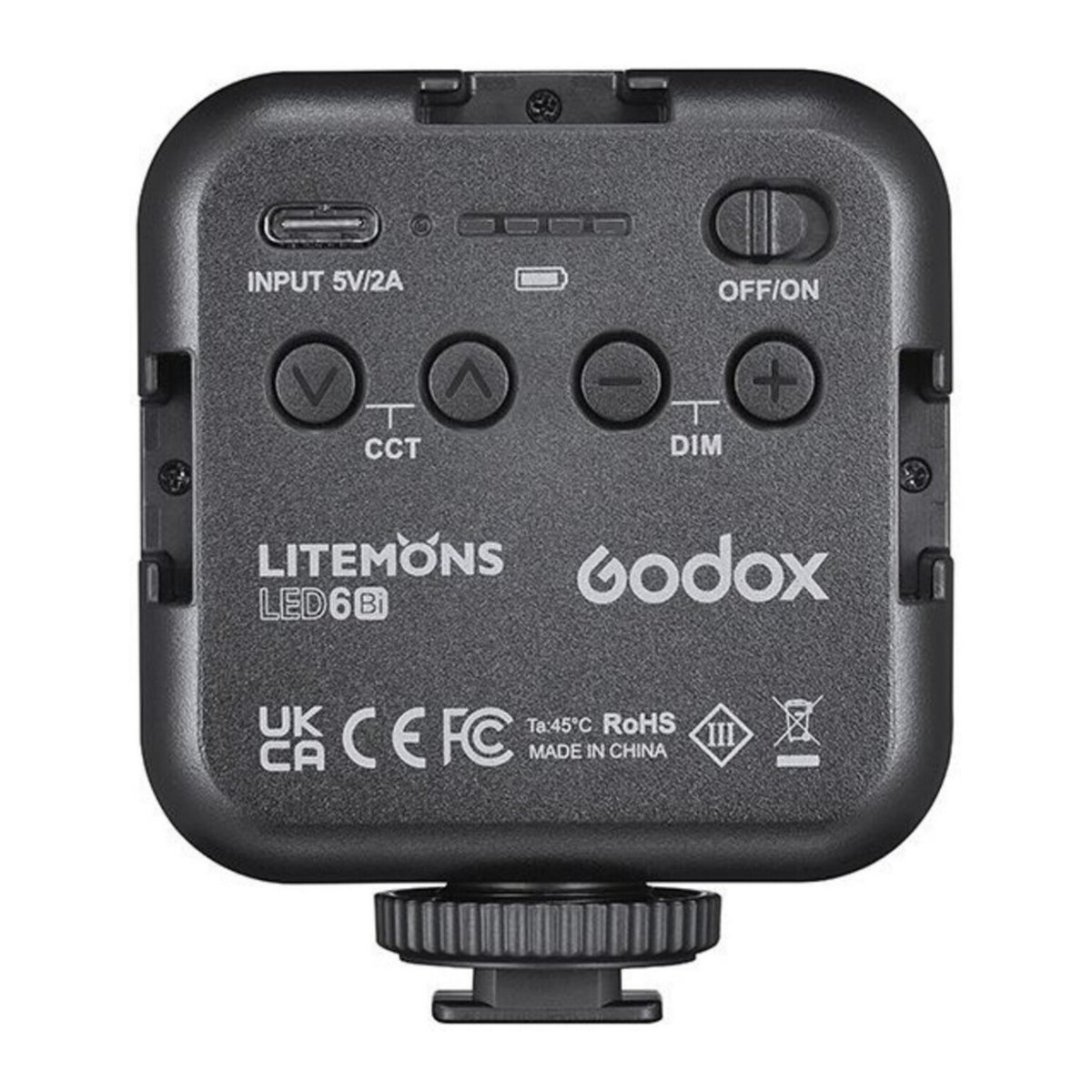 Godox LED6Bi Litemons Bi-Color Type-C Port LED Light with 3 Cold Shoe Mounts (Black)