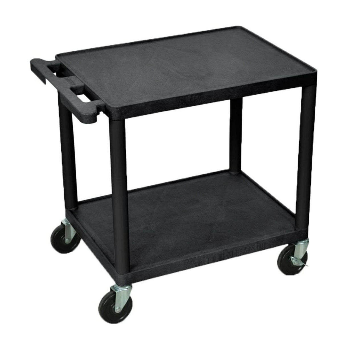 Luxor 26-Inch 2-Shelf Multipurpose AV Cart with Push Handle and 4-Inch Ball Bearing Casters (Black)