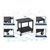 Luxor 26-Inch 2-Shelf Multipurpose AV Cart with Push Handle and 4-Inch Ball Bearing Casters (Black)
